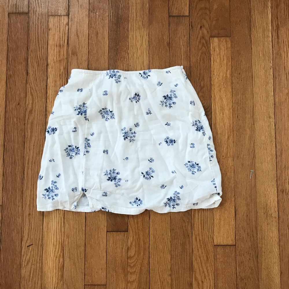 Floral White and Blue Skirt
